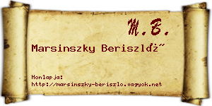 Marsinszky Beriszló névjegykártya